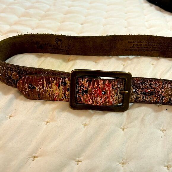 LEATHER ISLAND BY BILL LAVIS PERFECTLY DISTRESSED MEN'S leather belt size 38 - Picture 10 of 13